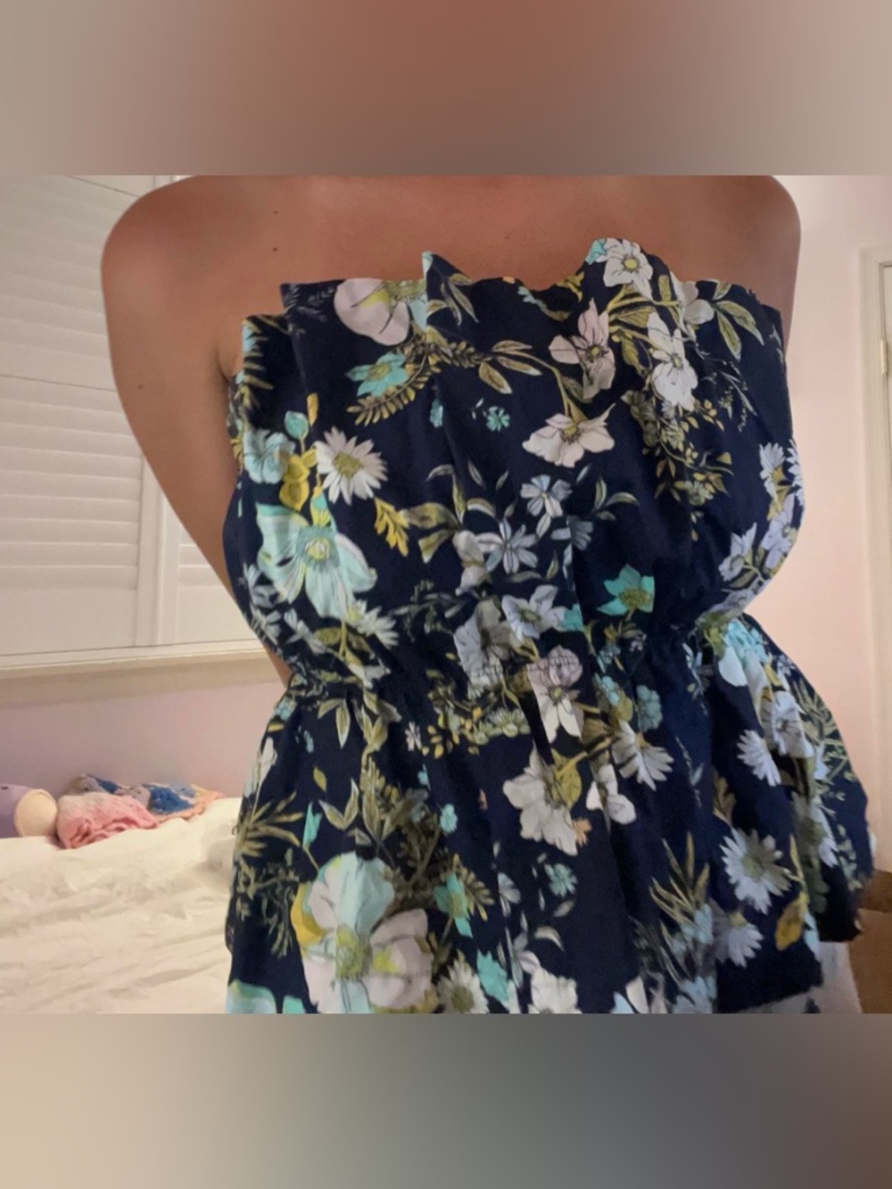 NWOT Anthropologie Blue Ruffled Peplum Top